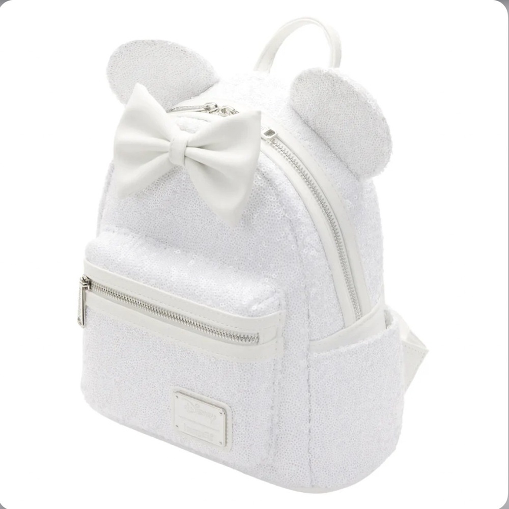 White Loungefly Backpack with Bow NEVER WORN